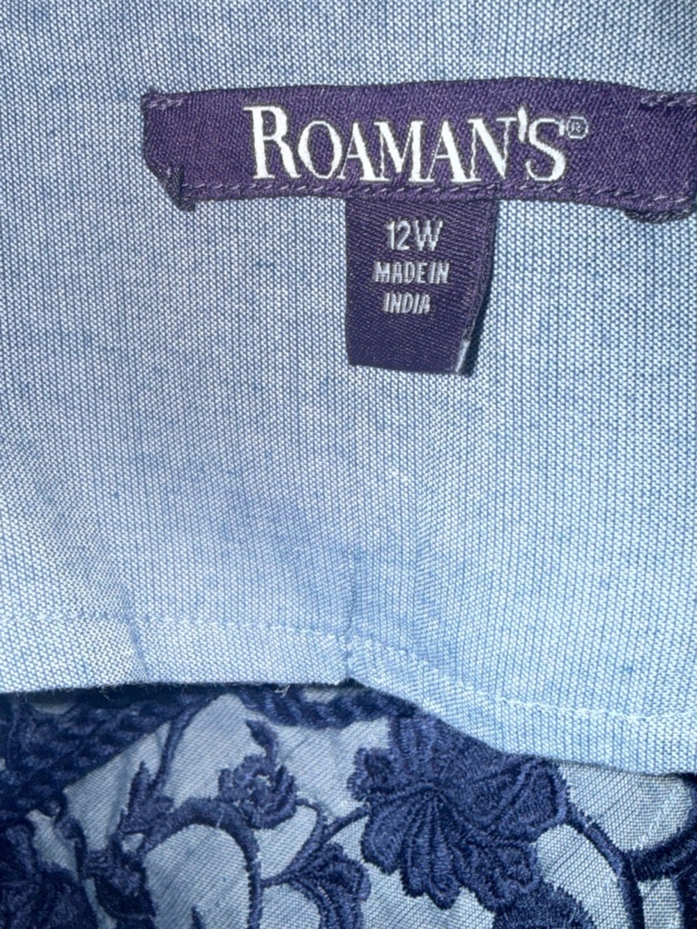 Roaman's Light Blue Midi Dress with Navy Embroidery - Picture 7 of 8